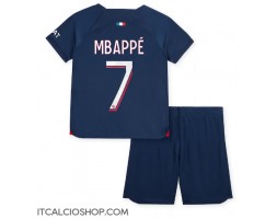 Paris Saint-Germain Kylian Mbappe #7 Prima Maglia Bambino 2023-24 Manica Corta (+ Pantaloni corti)